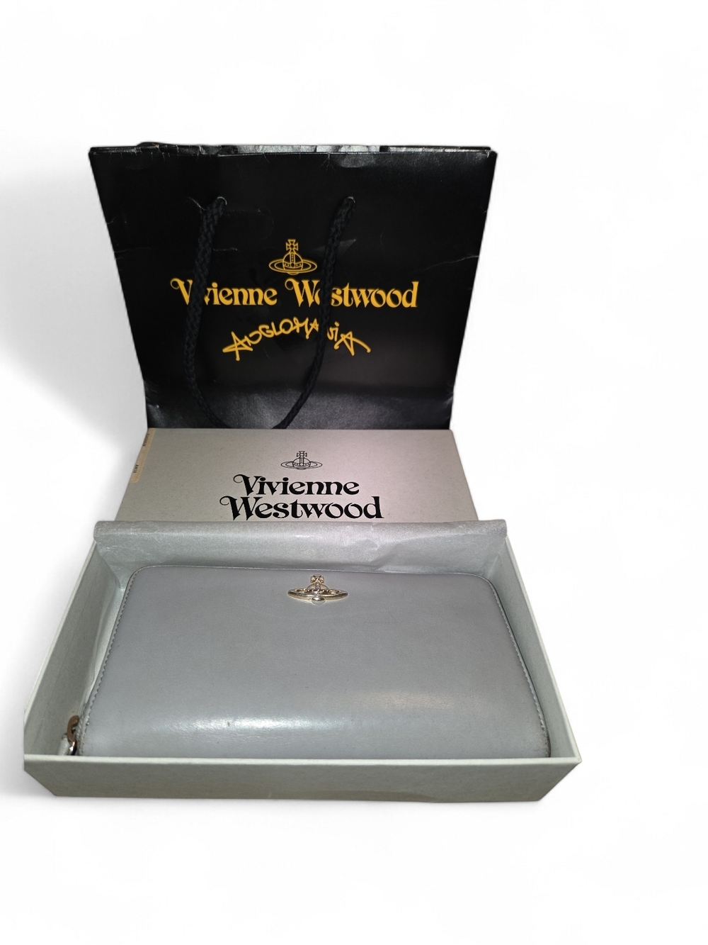 Vivienne Westwood Grey Leather Zip Wallet - Picture 4 of 8